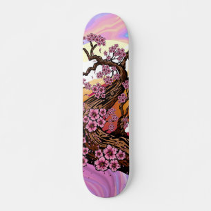 Schillernde Kirschblüten-Sonnenuntergang Japanisch Skateboard