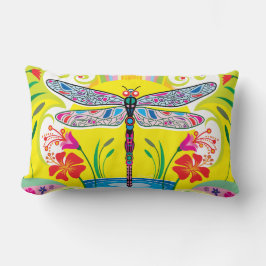 Schillernde Libelle und Wildblumen Lendenkissen