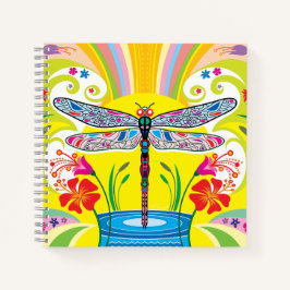 Schillernde Libelle und Wildblumen Notizbuch