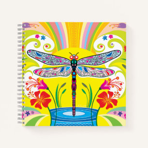 Schillernde Libelle und Wildblumen Notizbuch