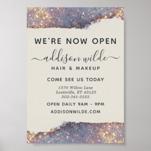 Schillernde Lila Gold Glam Glitter Geschäftseröffn Poster