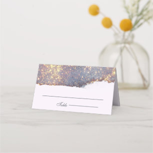 Schillernde Lila Gold Glitter Hochzeit Platzkarte