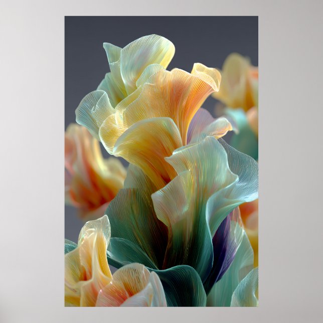 Schillernde Pastell-Regenbogen-Glas-Blütenblätter  Poster (Vorne)