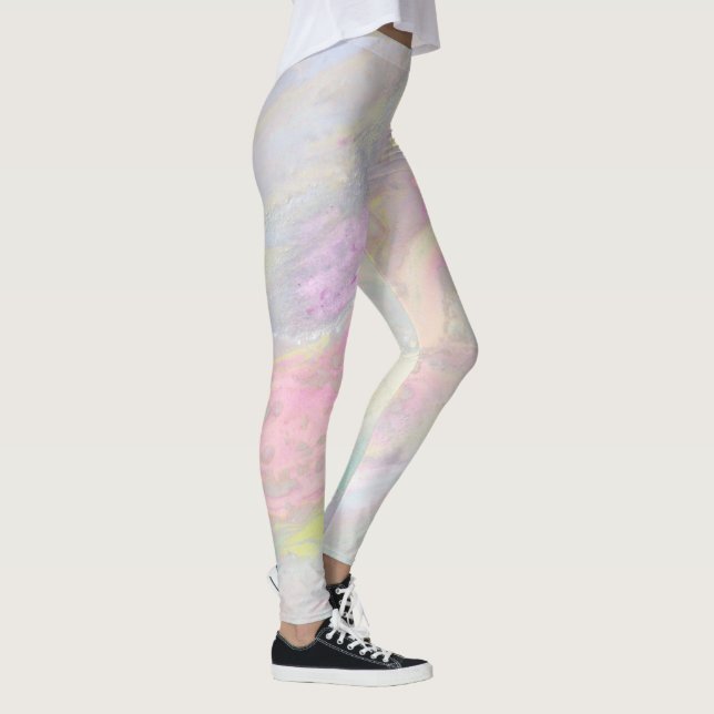 *~* schillernde Pastellrosa-MarmorierungBlues Leggings (Rechts)