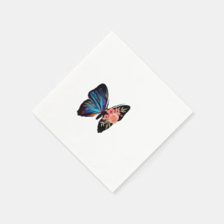 Schillernde Schmetterlings-Blumen-Cocktailserviett Serviette