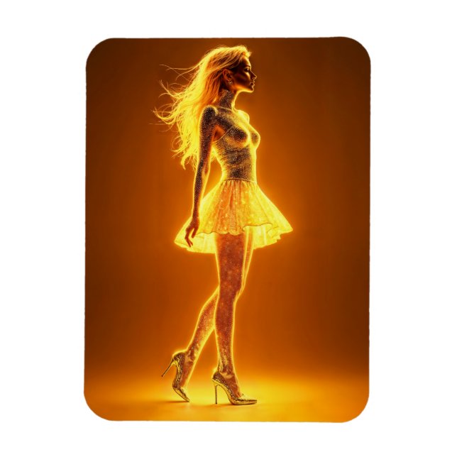 Schillernde Schönheit in stilvoller goldener Kleid Magnet (Vertikal)