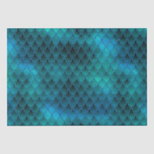 Schillernde Türkis- & Glitzer-Drachenschuppen Seidenpapier