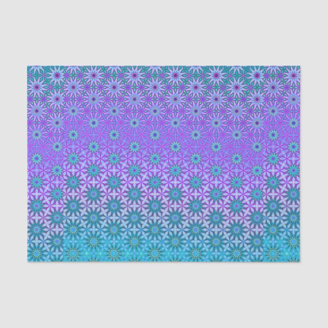 Schillernde Türkis- und Violette Decoupage Seidenpapier (Vorderseite)
