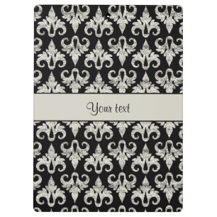 Schillernder funkelnd silberner Glitzer-Damast Klemmbrett