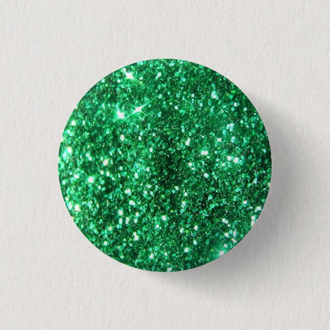 Schillernder grüner Glitzer Button (Vorderseite)