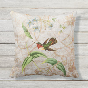Schillernder Kolibri Vintage Grunge Kissen Für Draußen