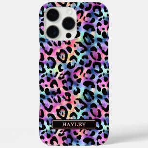 Schillernder Leopardenprint monogrammiert iPhone 16 Pro Max Hülle