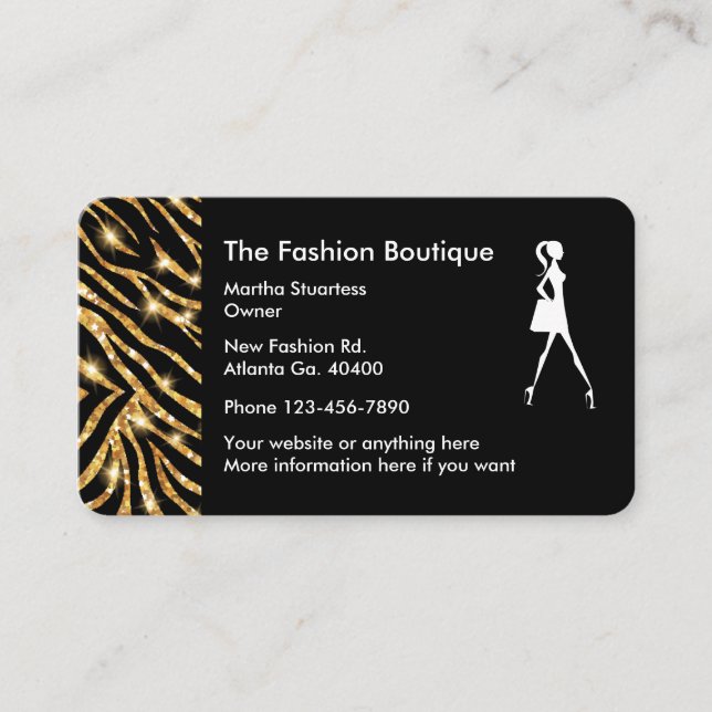Schillernder Mode-Butike-Entwurf Visitenkarte (Vorderseite)