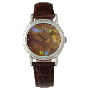 Schillernder orangefarbener Feueropal Armbanduhr
