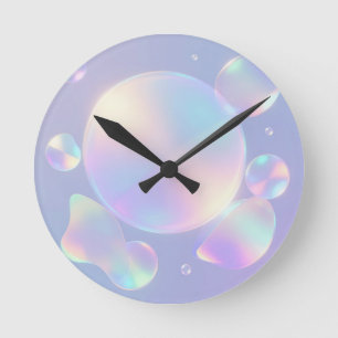 Schillernder Seifenblasen-Traum Runde Wanduhr