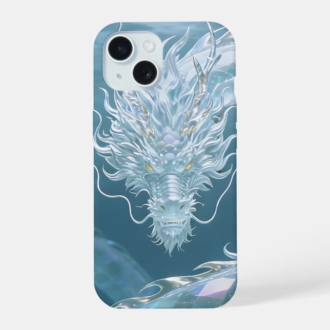 Schillernder Wasserdrache Kunst Fantasy-Drachen-De iPhone 15 Hülle (Rückseite)
