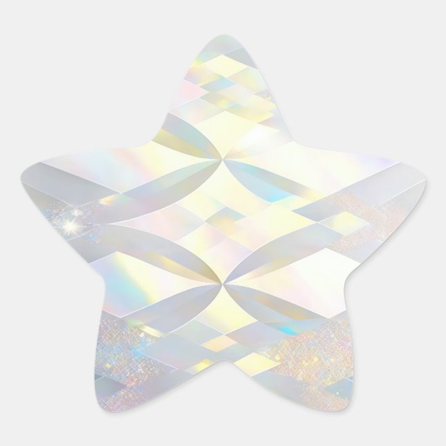 Schillernder weißer Diamantmuster Stern-Aufkleber (Vorderseite)