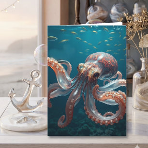 Schillerndes Glas-Oktopus-Kunstwerk Opa zum Gebu Karte