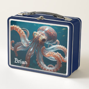 Schillerndes Glas-Oktopus-Kunstwerk Personalisie Metall Brotdose