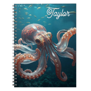 Schillerndes Glas-Oktopus-Kunstwerk Personalisie Notizblock