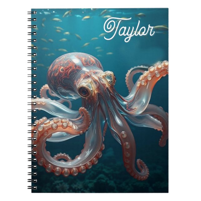 Schillerndes Glas-Oktopus-Kunstwerk | Personalisie Notizblock (Vorderseite)