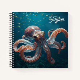 Schillerndes Glas-Oktopus-Kunstwerk | Personalisie Notizbuch