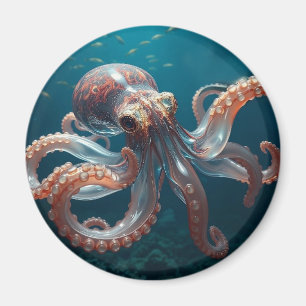 Schillerndes Glas-Oktopus-Kunstwerk Tiefseetiere Magnet