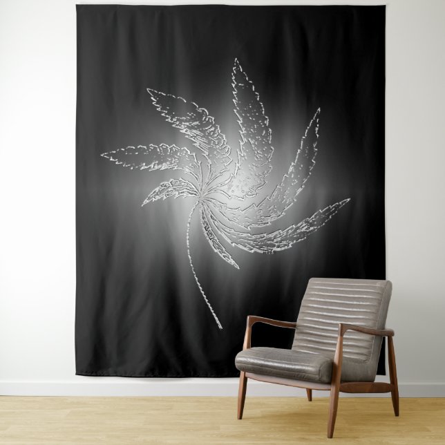 Schillerndes Mondlicht durch ein Blatt...... Wandteppich (Beispiel)