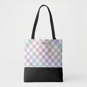 Schillerndes Regenbogen-Gingham-Muster mit Monogra