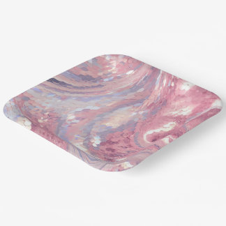 Schillerndes Rosa und Lila Pappteller