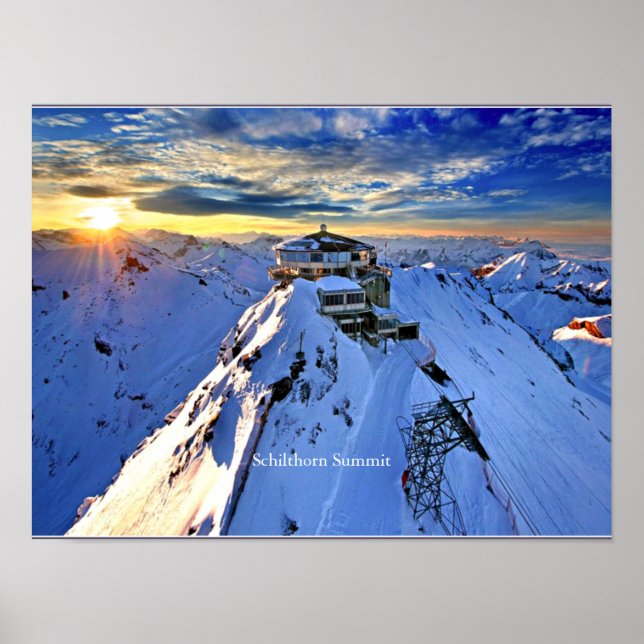 Schilthorn Summit (mit Aufschrift) Poster (Vorne)