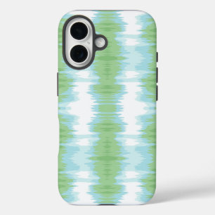 Schimmer-Ikat in Grün und Aquablau iPhone 16 Hülle