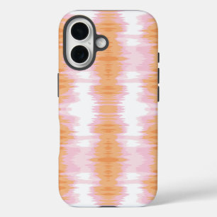 Schimmer-Ikat in Rosa und Orange iPhone 16 Hülle