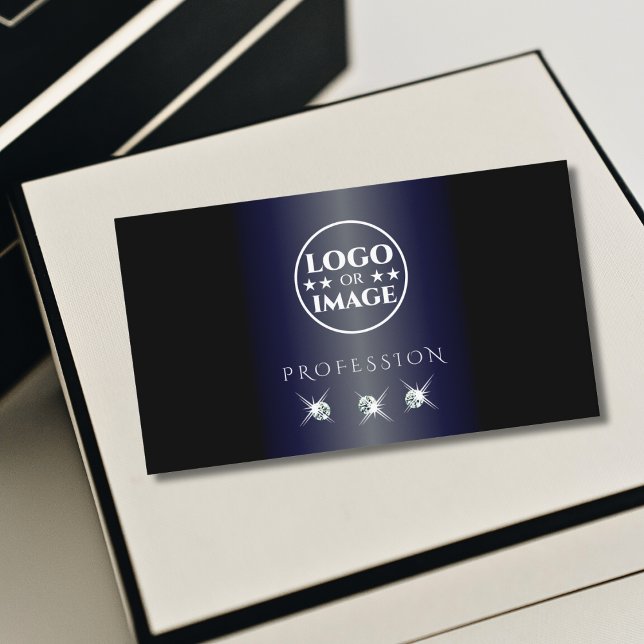 Schimmerblaue schwarze schwarze Diamanten mit Logo Visitenkarte (Von Creator hochgeladen)