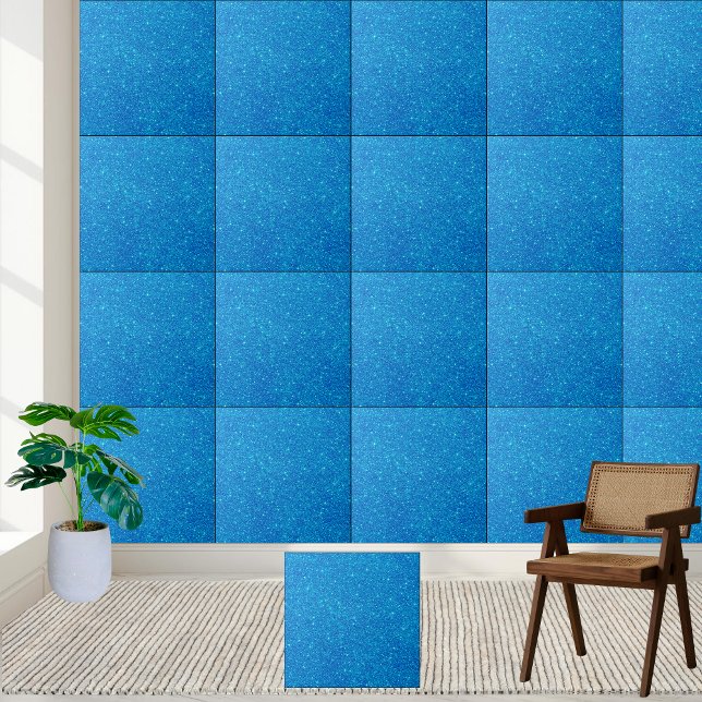Schimmerblauer Glitzer Keramik Tile Fliese (Shimmering Blue Glitter Ceramic Tile)