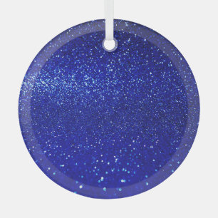 Schimmerblauer Glitzer Leinwand Ornament Aus Glas