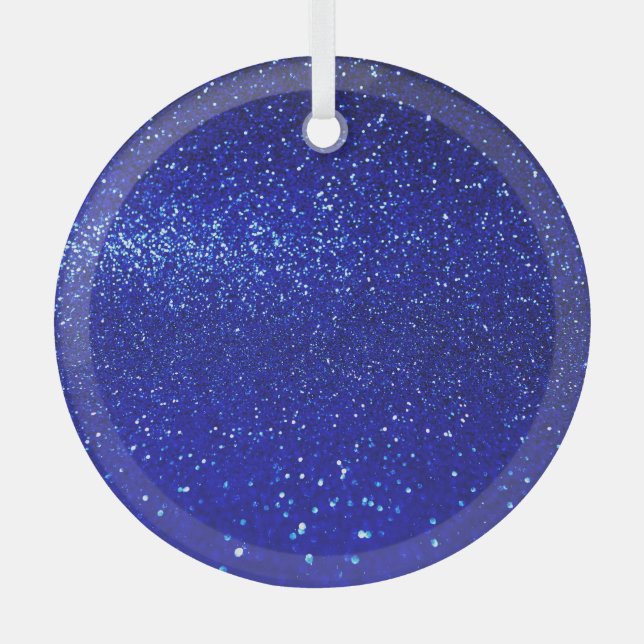 Schimmerblauer Glitzer Leinwand Ornament Aus Glas (Vorderseite)