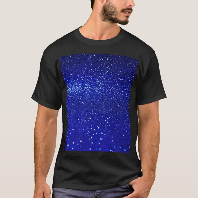 Schimmerblauer Glitzer Leinwand T-Shirt (Vorderseite)