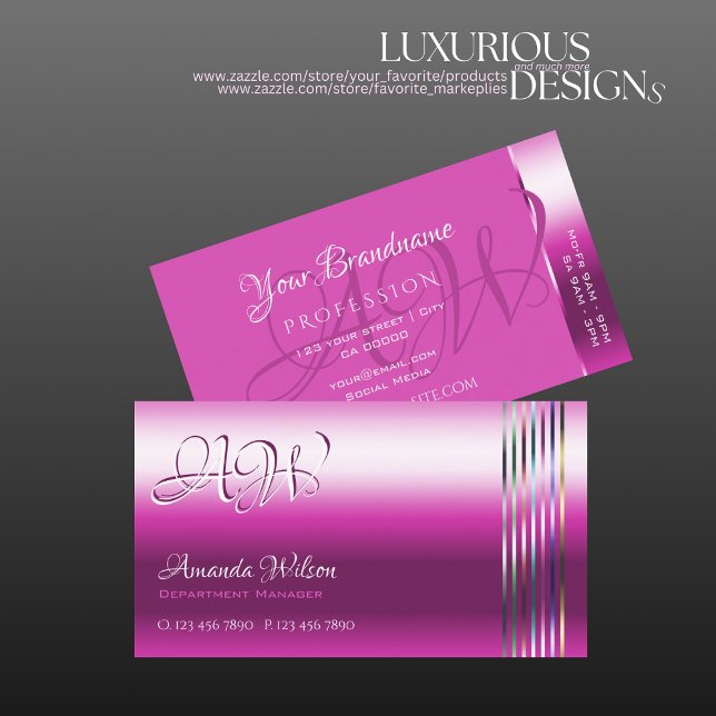 Schimmerfarbene, Girly-Pink-farbene Streifen und M Visitenkarte (Von Creator hochgeladen)
