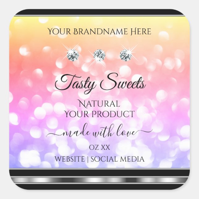 Schimmerfarbige Glitzer-Produktkennzeichnungen Dia Quadratischer Aufkleber (Vorderseite)