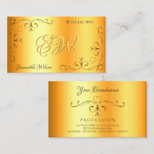 Schimmerförmige Verzierte Ecken Initials Luminous  Visitenkarte (Vorne/Hinten)