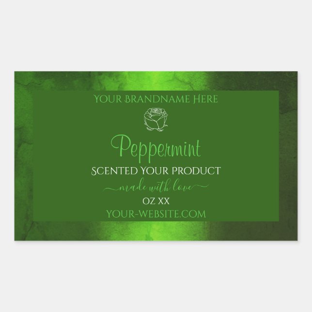 Schimmergrüne Marmorflorale Moderne Produktkennzei Rechteckiger Aufkleber (Vorderseite)