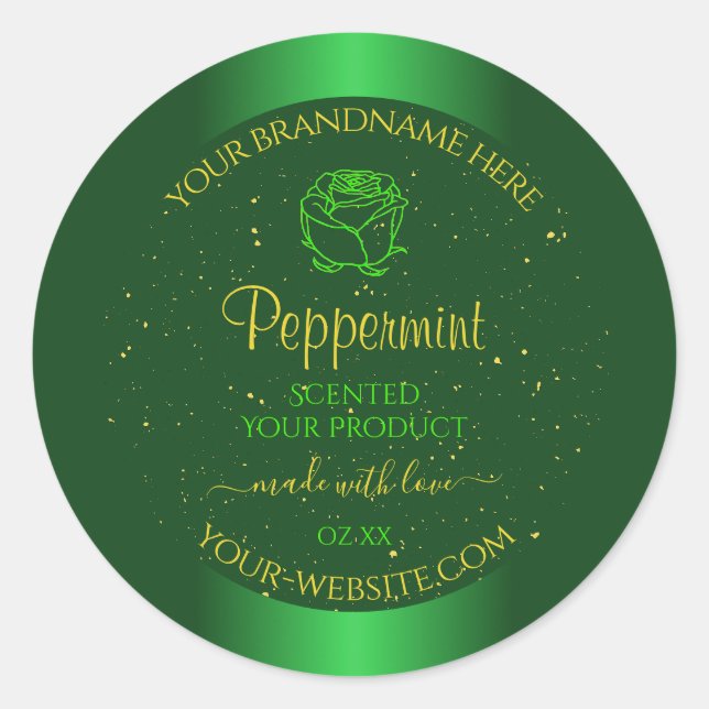 Schimmergrüne Produktkennzeichnungen Weicher Glitz Runder Aufkleber (Vorderseite)