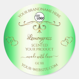 Schimmergrünes, Verziertes Produktlabel mit Logo Runder Aufkleber