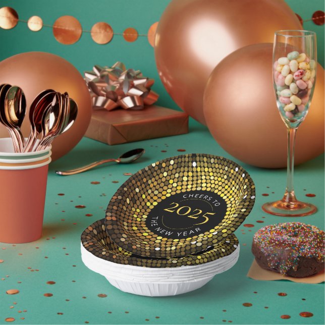 Schimmernde Circle Lights Silvester Pappteller (Multi)