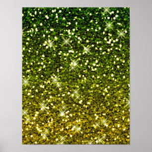 Schimmernde dunkelgrüne GoldGlitter Poster