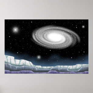 Schimmernde Galaxie von einem Planeten aus gesehen Poster