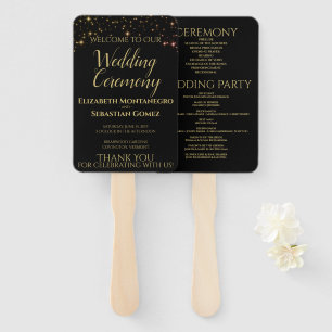 Schimmernde Glitzern Hochzeitsfans mit Programm Fächer