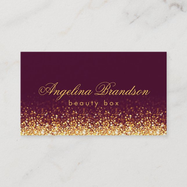 Schimmernde Gold Beauty Expert Dark Burgundy Card Visitenkarte (Vorderseite)