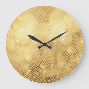 Schimmernde Goldwellen: Mosaiktextur Große Wanduhr